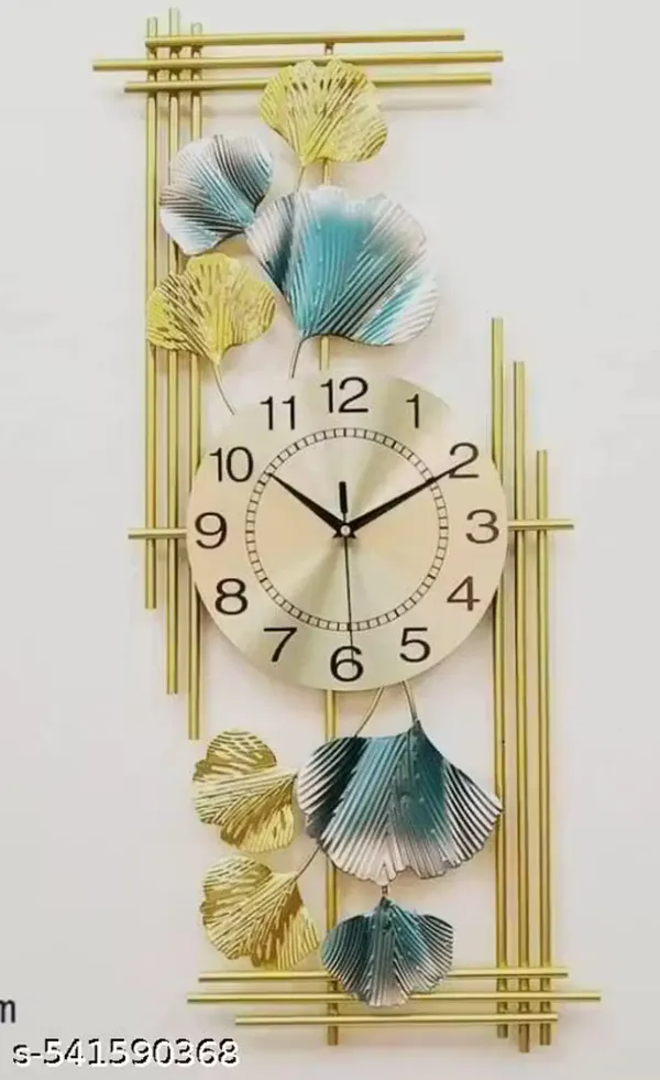 Gold_Decorative_Metal_Wall_Clock_Withginkgo_Leaf_Design