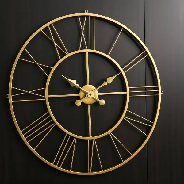 Antique_Gold_Metal_Roman_Numeral_Wall_Clock_For_Living_Room_Large_Vintage_More