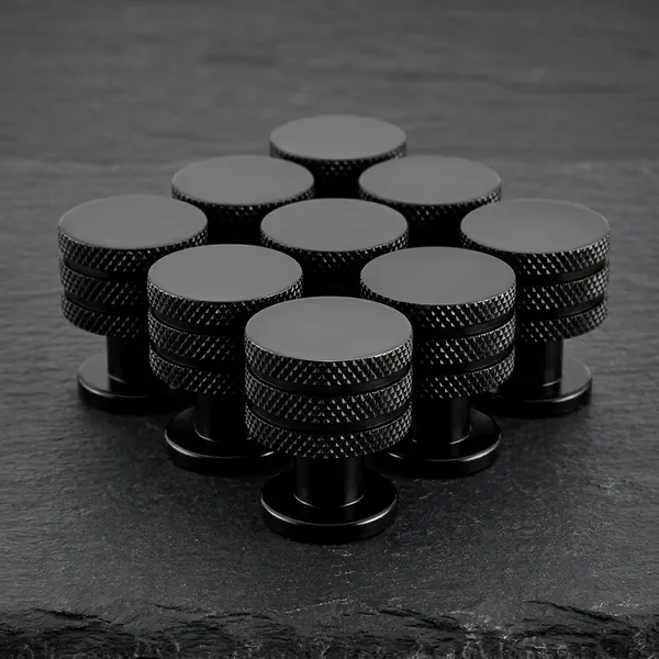 Black_Knurled_Cabinet_Knob,_Finish,_Round_Shape,_For_Drawer_And_Cabinet_Door_(8,_Black)_(30_x_23)_MM