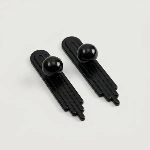 Art_Deco_Door_And_Cabinet_Knob_With_Metal_Backplate,_Ball_Knob,_Elegant_Finish,_Easy_To_Install_(2,_Black,_3Inch)_(45_X_25)_MM