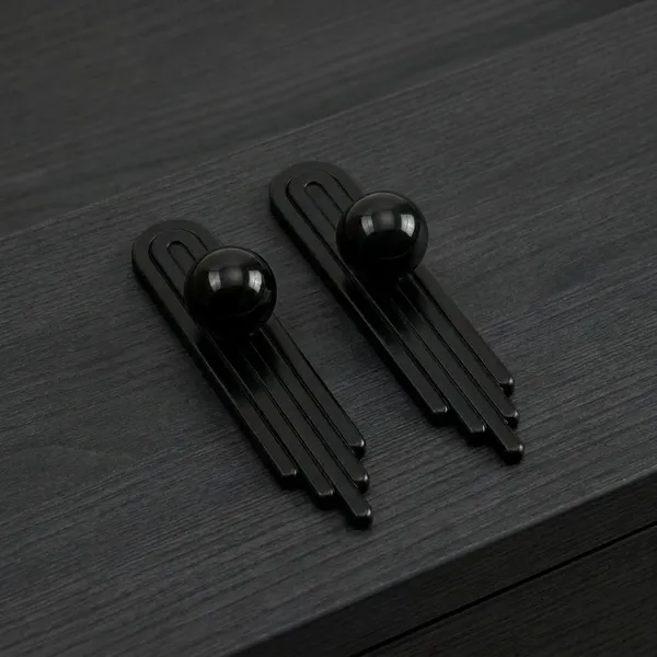 Art_Deco_Door_And_Cabinet_Knob_With_Metal_Backplate,_Ball_Knob,_Elegant_Finish,_Easy_To_Install_(2,_Black,_3Inch)_(45_X_25)_MM