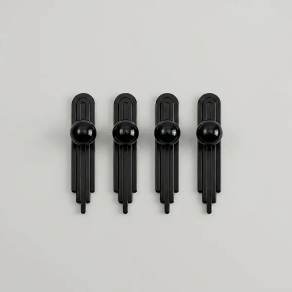 Art_Deco_Door_And_Cabinet_Knob_With_Metal_Backplate,_Ball_Knob,_Elegant_Finish,_Easy_To_Install_(4,_Black,_3Inch)_(45_X_25)_MM