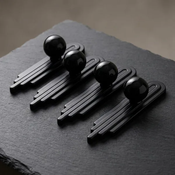 Art_Deco_Door_And_Cabinet_Knob_With_Metal_Backplate,_Ball_Knob,_Elegant_Finish,_Easy_To_Install_(4,_Black,_3Inch)_(45_X_25)_MM
