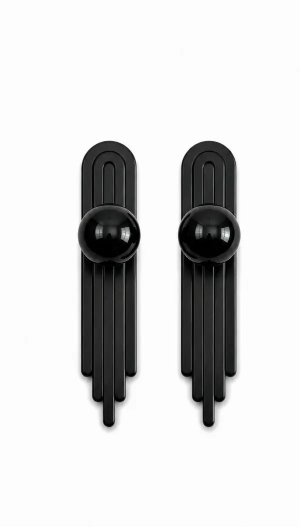 Art_Deco_Door_And_Cabinet_Knob_With_Metal_Backplate,_Ball_Knob,_Elegant_Finish,_Easy_To_Install_(8,_Black,_3Inch)_(45_X_25)_MM