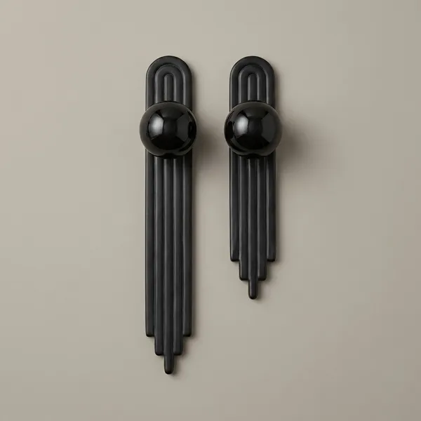 Art_Deco_Door_And_Cabinet_Knob_With_Metal_Backplate,_Ball_Knob,_Elegant_Finish,_Easy_To_Install_(2,_Black,_4Inch)_(125_X_25)_MM