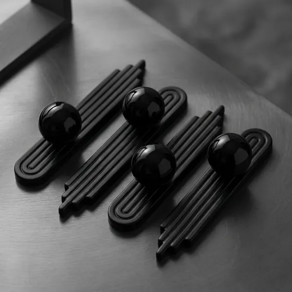 Art_Deco_Door_And_Cabinet_Knob_With_Metal_Backplate,_Ball_Knob,_Elegant_Finish,_Easy_To_Install_(4,_Black,_4Inch)_(125_X_25)_MM