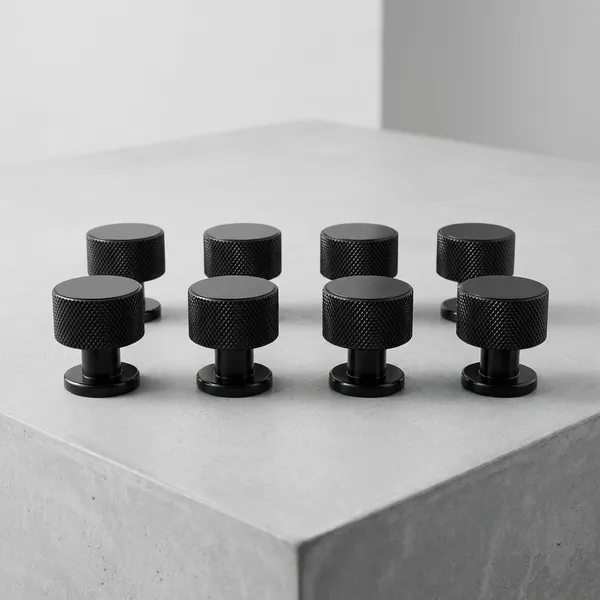 Knurled_Cabinet_Knob,_Finish,_For_Cabinet_Doors_And_Drawer_Front_Knob_(8,_Black)_(30_x_23)_MM