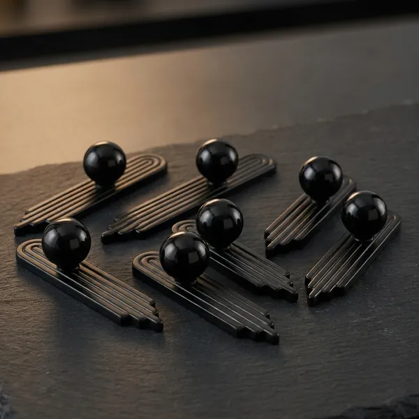 Art_Deco_Door_And_Cabinet_Knob_With_Metal_Backplate,_Ball_Knob,_Elegant_Finish,_Easy_To_Install_(4,_Black,_4Inch)_(125_X_25)_MM