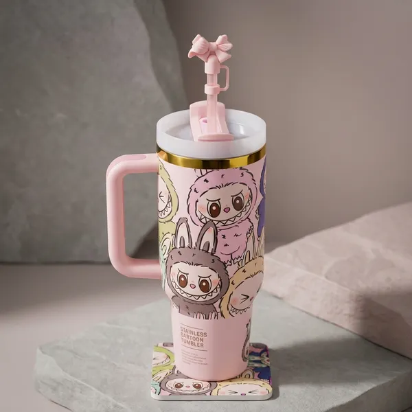 Stainless_Steel_Multicolor_Cartoon_Print_Insulated_Tumbler_With_Straw