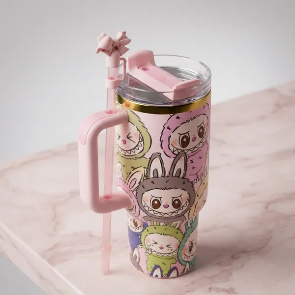 Stainless_Steel_Multicolor_Cartoon_Print_Insulated_Tumbler_With_Straw