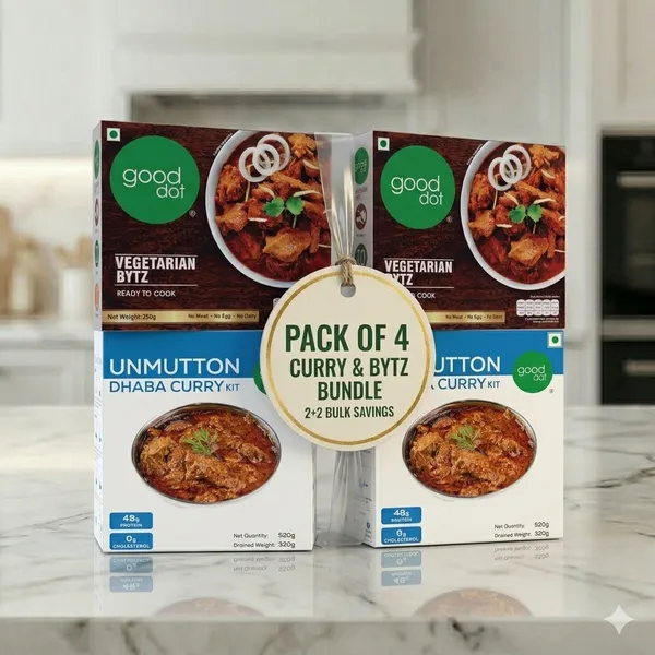 Unmutton_Dhaba_Curry_Ready_To_Cook_Plant_Based_Kit_(Pack_Of_2)_+_Vegetarian_Bytz_Quinoa_&_Soy_Plant_Based_Snack_(Pack_Of_2)