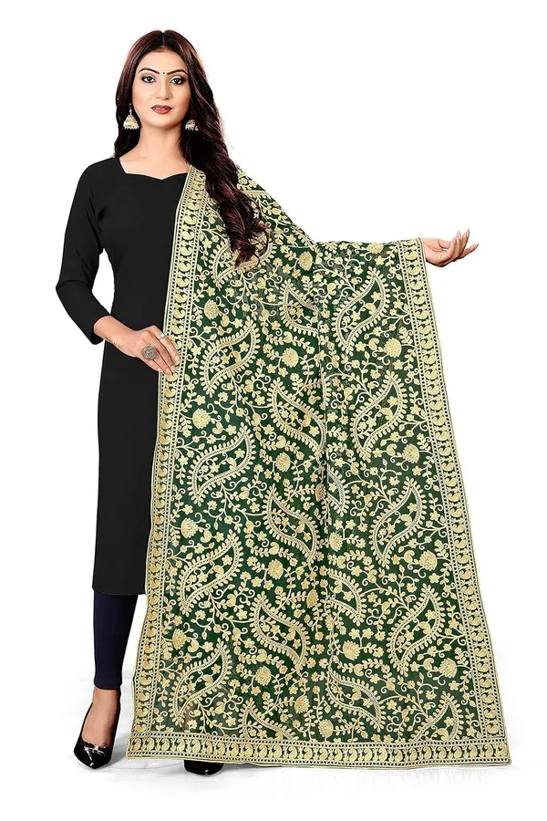 Women_Pure_Georgette_Embroidered_Dupatta_Maroon