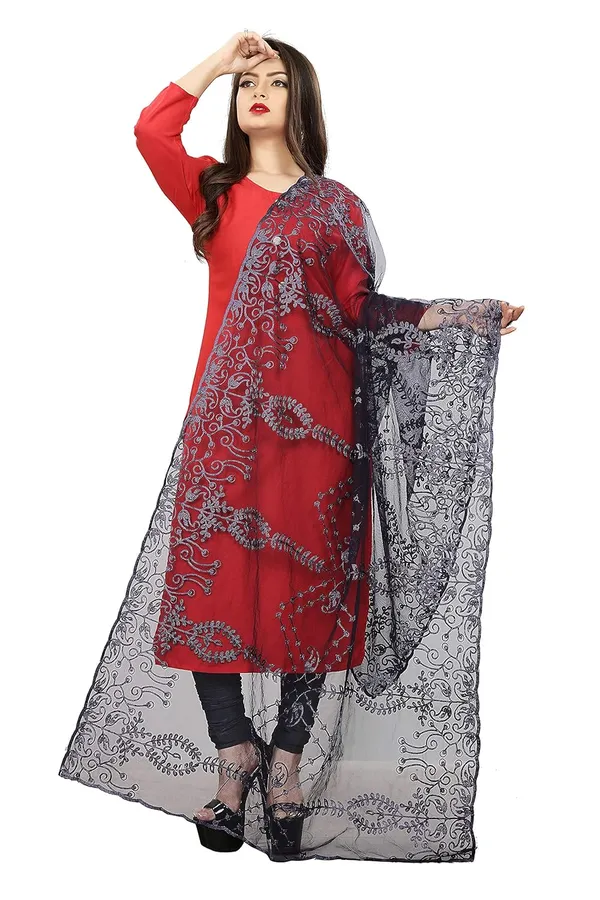 Women_Designer_Nylon_Net_Embroidered_Dupatta