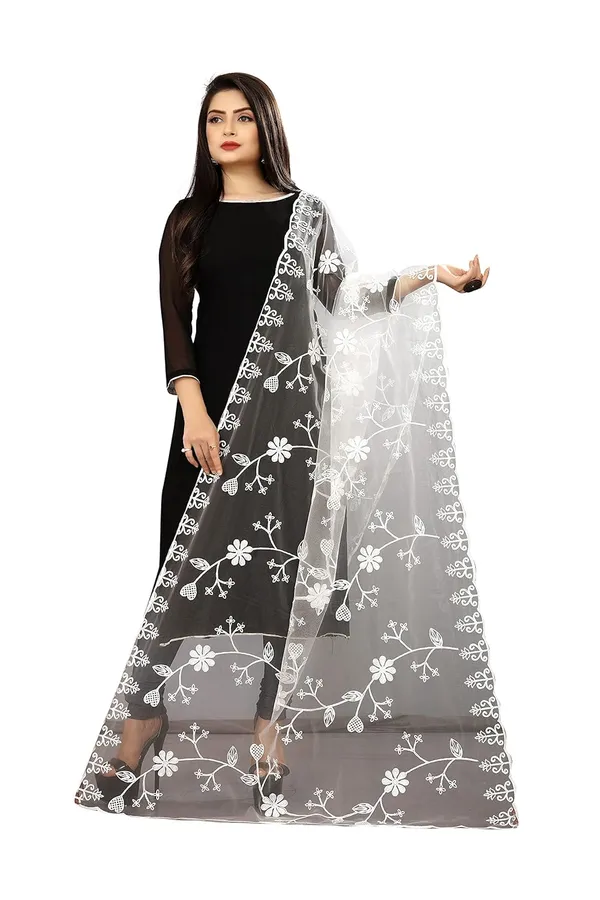Designer_Women_Nylon_Net_Fancy_Embroidered_Dupatta_For_Women_Girls_White