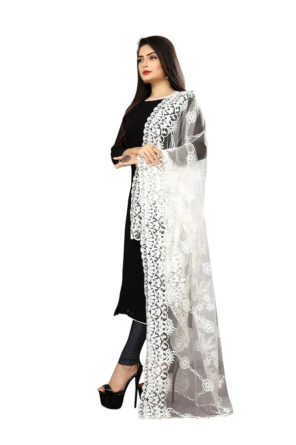 Designer_Women_Nylon_Net_Fancy_Embroidered_Dupatta_For_Women_Girls_White