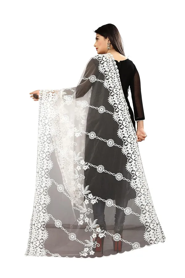 Designer_Women_Nylon_Net_Fancy_Embroidered_Dupatta_For_Women_Girls_White