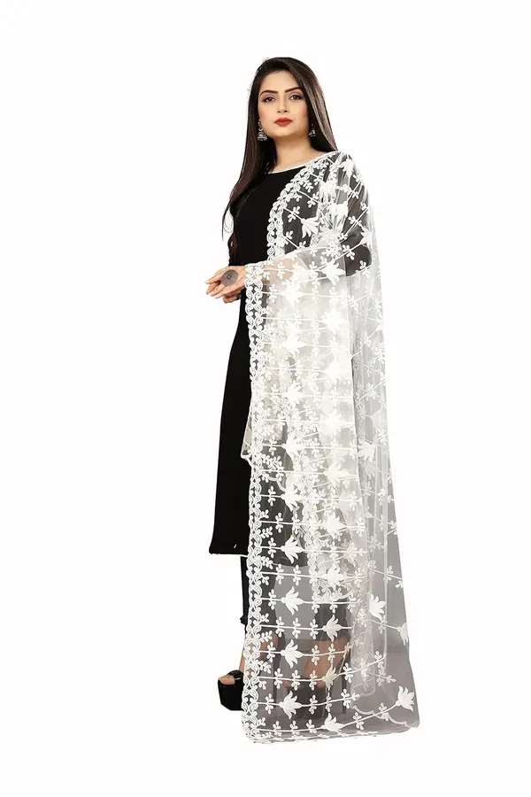 Designer_Women_Nylon_Net_Fancy_Embroidered_Dupatta_For_Women_Girls_White