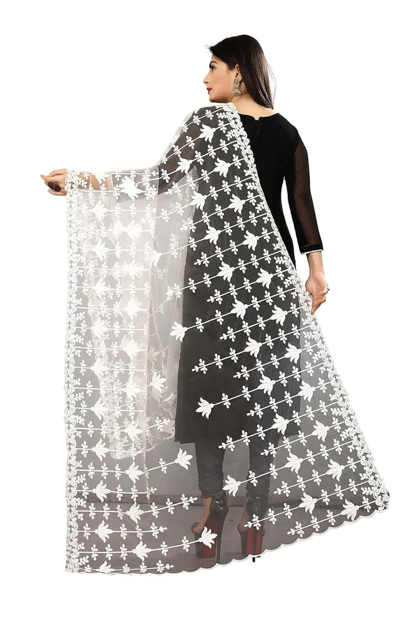 Designer_Women_Nylon_Net_Fancy_Embroidered_Dupatta_For_Women_Girls_White