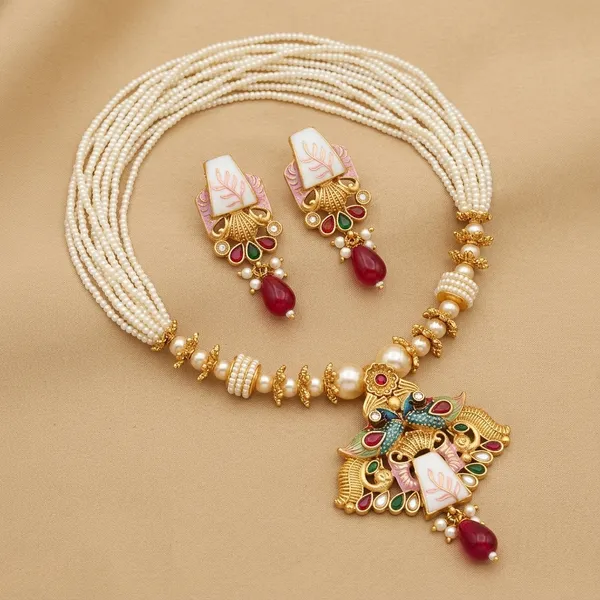 Gold_Toned_White_Bead_Gemstone_Traditional_Necklace_Set_For_Women
