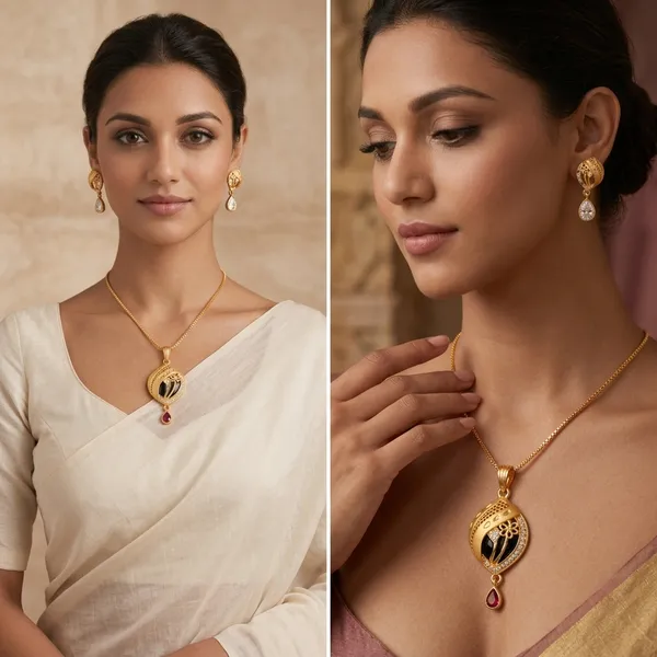 Golden_Brass_Cz_Red_Stone_Teardrop_Pendant_Necklace_Set_For_Women