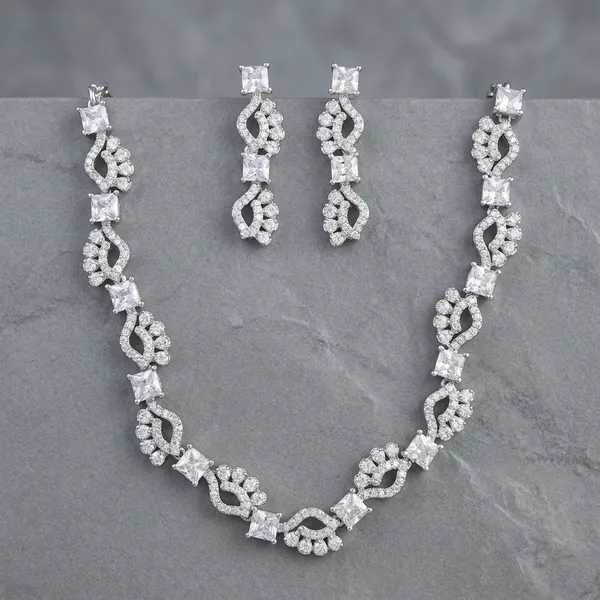 White_American_Diamond_Crystal_Wave_Necklace_Set_For_Women
