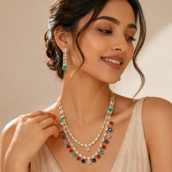 Multicolor_Crystal_Multi_Strand_Statement_American_Diamond_Necklace_Set_For_Women