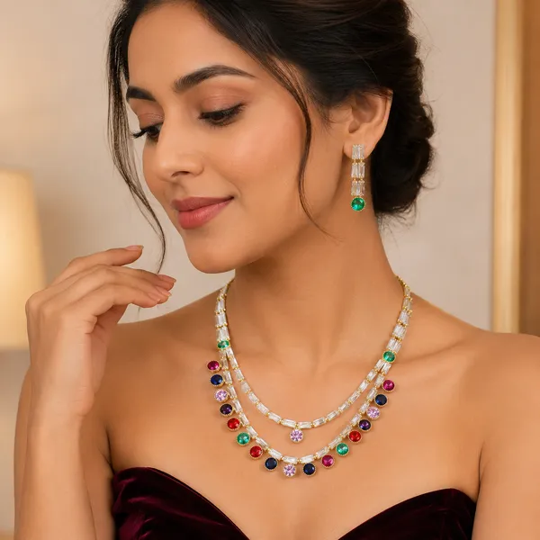 Multicolor_Crystal_Multi_Strand_Statement_American_Diamond_Necklace_Set_For_Women