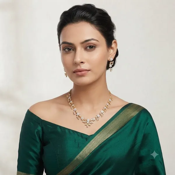AMRITRATAN_Gold_Plated_Floral_American_Diamond_Necklace_Set_with_Matching_Earrings_|_White_Stone_Designer_Jewellery_for_Women_&_Girls_|_Wedding,_Party_&_Festive_Wear