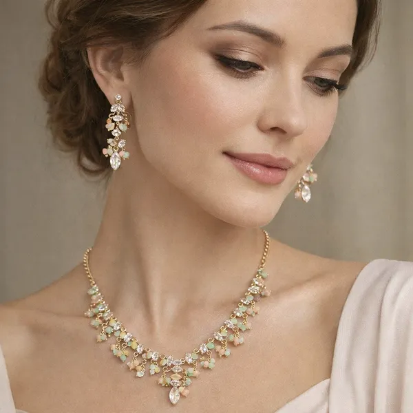 White_Green_Gold_Floral_American_Diamond_Necklace_Set_For_Women