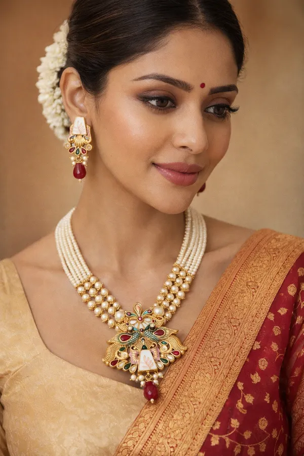 Gold_Toned_White_Bead_Gemstone_Traditional_Necklace_Set_For_Women