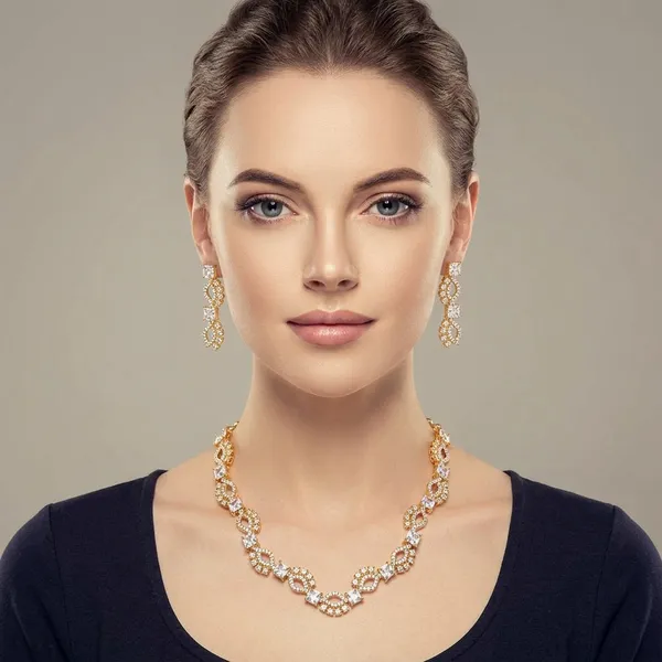 AMRITRATAN_Gold_Plated_American_Diamond_Necklace_Set_with_Matching_Earrings_|_White_Stone_Designer_Jewellery_for_Women_&_Girls_|_Wedding,_Party_&_Festive_Wear