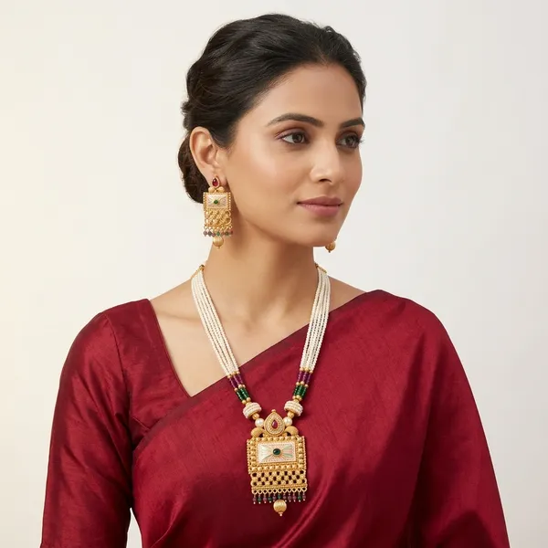 AMRITRATAN_Gold_Plated_Traditional_Pearl_Pendant_Necklace_Set_with_Matching_Earrings_|_Multicolour_Designer_Jewellery_for_Women_&_Girls_|_Wedding,_Festive_&_Ethnic_Wear