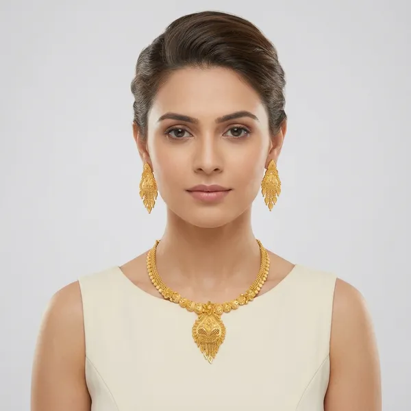 AMRITRATAN_Micro_Gold_Forming_Traditional_Lakshmi_Necklace_Set_with_Matching_Earrings_|_Antique_Finish_Designer_Jewellery_for_Women_&_Girls_|_Wedding,_Bridal_&_Festive_Wear