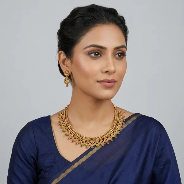 AMRITRATAN_Gold_Plated_Traditional_Necklace_Set_with_Matching_Earrings_|_Designer_Ethnic_Jewellery_for_Women_&_Girls