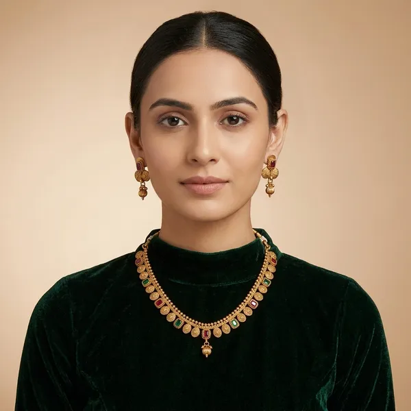 AMRITRATAN_Gold_Plated_Traditional_Necklace_Set_with_Matching_Earrings_|_Ruby_&_Emerald_Green_Stone_Traditional_Jewellery_for_Women