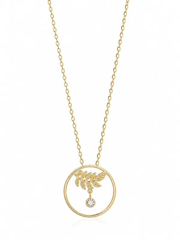 AMRITRATAN_Gold_Finish_Leaf_Circle_Pendant_Necklace_for_Women_&_Girls_|_Minimalist_Nature-Inspired_Stainless_Steel_Jewellery_|_Office,_Casual,_Party_&_Gift_Wear