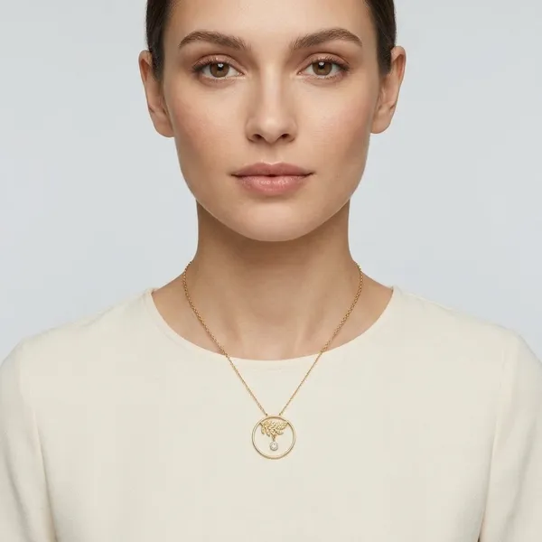 AMRITRATAN_Gold_Finish_Leaf_Circle_Pendant_Necklace_for_Women_&_Girls_|_Minimalist_Nature-Inspired_Stainless_Steel_Jewellery_|_Office,_Casual,_Party_&_Gift_Wear