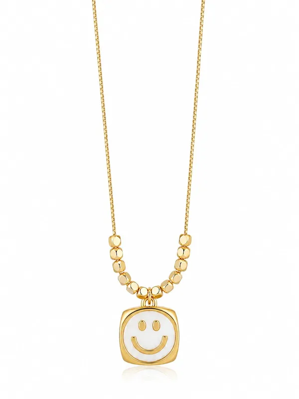 AMRITRATAN_Gold_Finish_Smiley_Face_Pendant_Necklace_for_Women_&_Girls_|_Minimalist_Stainless_Steel_Charm_Necklace_|_Everyday,_Casual,_Office_&_Gift_Wear