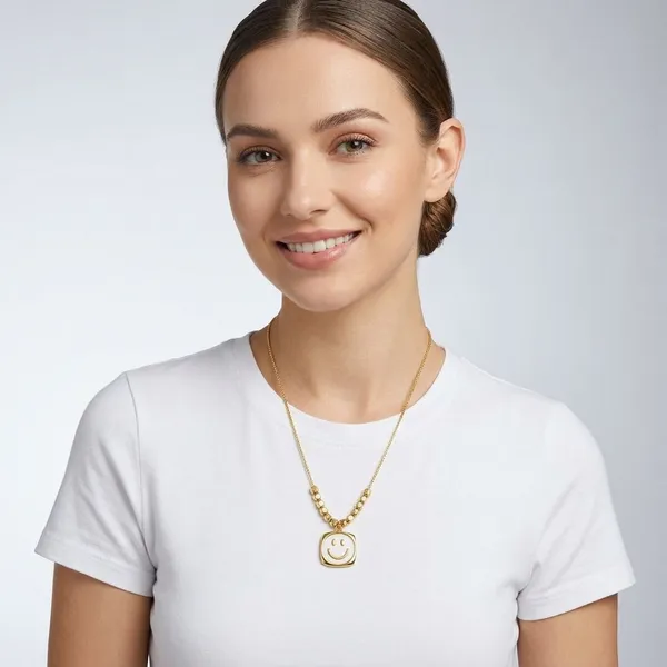 AMRITRATAN_Gold_Finish_Smiley_Face_Pendant_Necklace_for_Women_&_Girls_|_Minimalist_Stainless_Steel_Charm_Necklace_|_Everyday,_Casual,_Office_&_Gift_Wear