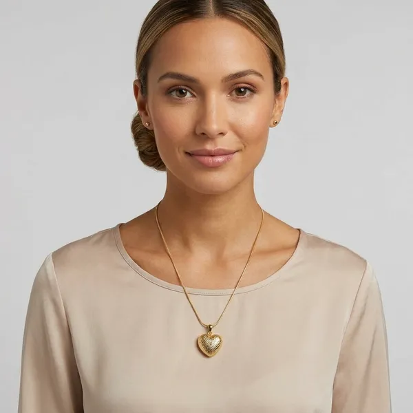 AMRITRATAN_Gold_Plated_Textured_Heart_Pendant_Necklace_for_Women_&_Girls_|_Minimalist_Stainless_Steel_Chain_|_Everyday_Wear,_Office,_Party_&_Gift