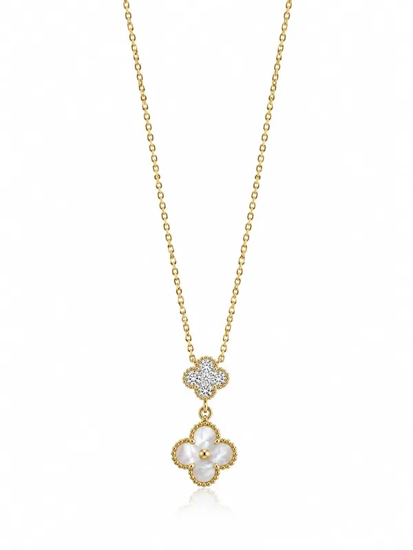 AMRITRATAN_Gold_Plated_Clover_Pendant_Necklace_for_Women_&_Girls_|_Mother_of_Pearl_&_Crystal_Accent_Stainless_Steel_Necklace_|_Everyday,_Party_&_Gift_Wear