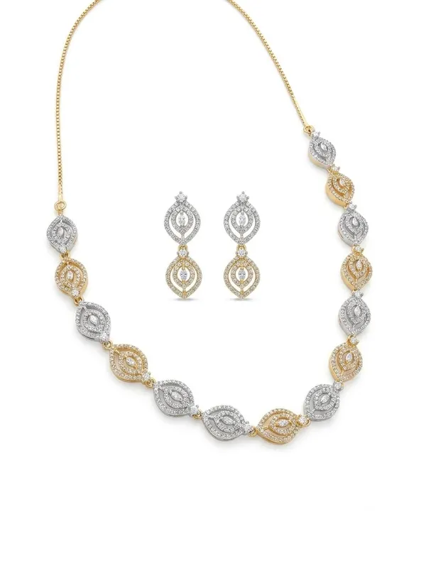 AMRITRATAN_Dual_Tone_Crystal_Leaf_Necklace_Set_for_Women_&_Girls_|_Gold_&_Rhodium_Plated_Designer_Jewellery_Set_|_Party,_Wedding_&_Festive_Wear