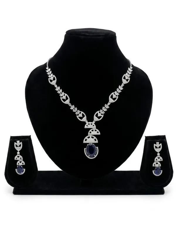 AMRITRATAN_Designer_American_Diamond_Blue_Sapphire_Look_Necklace_Set_with_Matching_Earrings_|_Rhodium-Plated_Statement_Jewellery_for_Women_&_Girls_|_Wedding,_Party_&_Festive_Wear