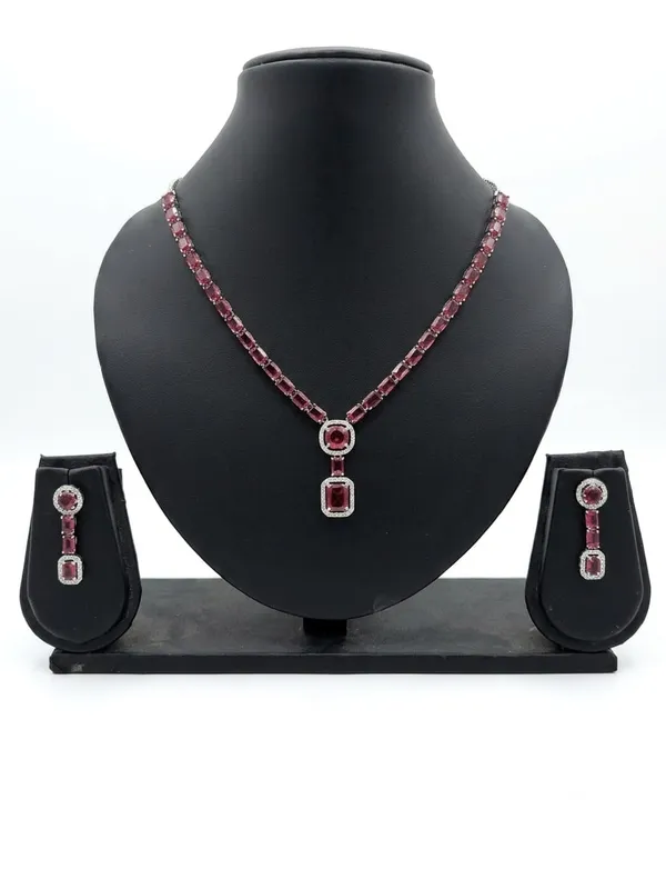 AMRITRATAN_Rhodium-Plated_Ruby_Red_Designer_Necklace_Set_with_Matching_Earrings_|_Elegant_Statement_Jewellery_for_Women_&_Girls_|_Wedding,_Party_&_Festive_Wear