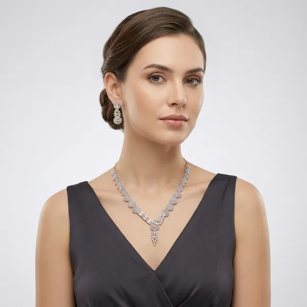 AMRITRATAN_Gold_&_Silver-Tone_Designer_Necklace_Set_with_American_Diamond_Accents_|_Contemporary_Party,_Wedding_&_Festive_Jewellery_for_Women_&_Girls