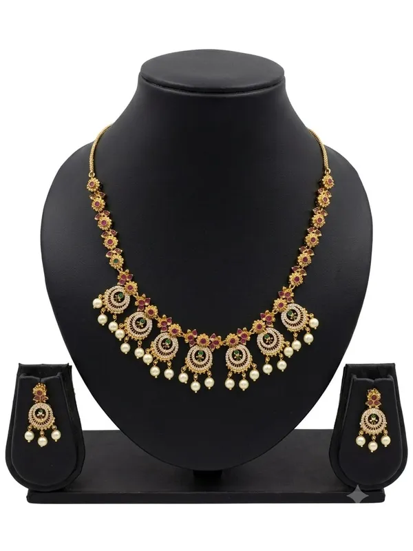 AMRITRATAN_Antique_Gold-Plated_Chandbali_Inspired_Necklace_Set_with_Pearl_Drops_|_Traditional_Ethnic_Jewellery_for_Women_&_Girls_|_Wedding,_Festive_&_Party_Wear