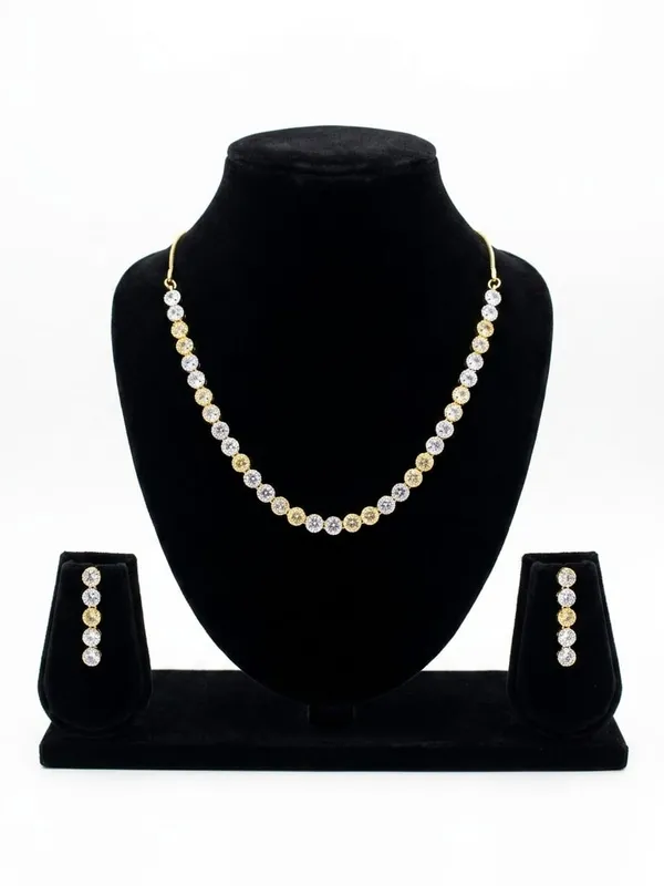 AMRITRATAN_Gold_Plated_Dual-Tone_CZ_Tennis_Necklace_Set_with_Matching_Earrings_|_Elegant_Party,_Wedding_&_Festive_Jewellery_for_Women_&_Girls
