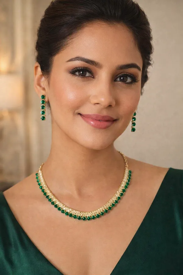 Green_American_Diamond_Cz_Stone_Gold_Toned_Necklace_Set_For_Women