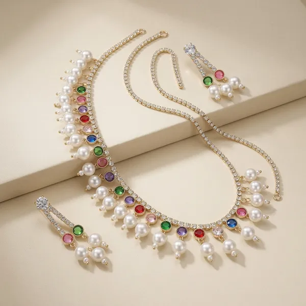 Multicolor_Pearl_Crystal_Choker_Necklace_Set_For_Women