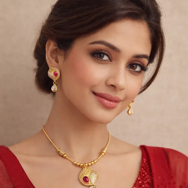 Gold_Toned_Brass_Ruby_Stone_Peacock_Pendant_Necklace_Set_For_Women